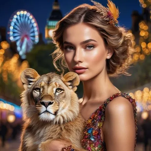 photo shoot with a lion cub,cat european,she feeds the lion,felidae,zookeeper,puy du fou,circus animal,wild cat,feline look,universal exhibition of paris,romantic portrait,lioness,exotic animals,animal show,animal world,two lion,animalia,animal kingdom,fauna,image manipulation,Photography,General,Commercial