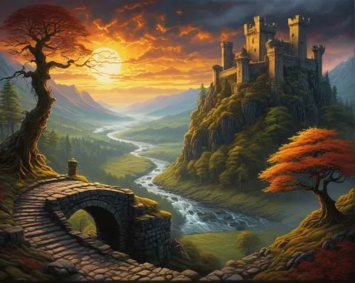 fantasy landscape,fantasy picture,fantasy art,nargothrond,knight's castle,gondolin,beleriand,3d fantasy,castle of the corvin,medieval castle,landscape background,fairy tale castle,castle keep,riftwar,elves country,castles,ruined castle,castledawson,world digital painting,irminsul,Illustration,Abstract Fantasy,Abstract Fantasy 21