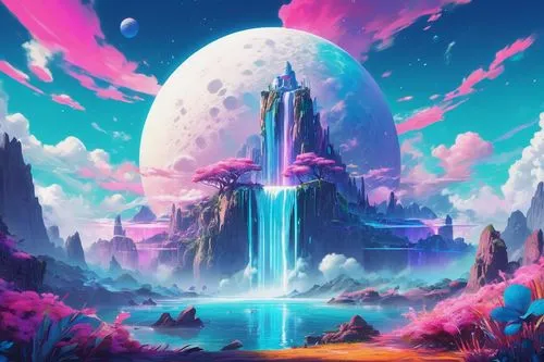 futuristic landscape,fantasy landscape,lagoon,alien world,fairy world,3d fantasy,fantasy world,unicorn background,fantasy city,alien planet,diamond lagoon,fantasia,mushroom landscape,dream world,lunar landscape,valley of the moon,cascade,earth rise,aurora-falter,fantasy picture,Conceptual Art,Daily,Daily 21