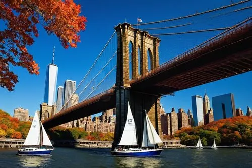 manhattan bridge,brooklyn bridge,verrazano,sailboats,harbor bridge,nyclu,cable-stayed bridge,newyork,new york harbor,rainbow bridge,pont,sailing boats,puente,nyu,bridge piers,ny,bridges,suspension bridge,manhattan,1 wtc,Illustration,Paper based,Paper Based 01