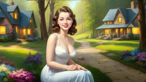 gwtw,housemaid,landlady,maureen o'hara - female,queen anne,hathaway,housemother,woman with ice-cream,girl in the garden,secret garden of venus,stepmother,housekeeper,lachapelle,pleasantville,a charming woman,dorthy,ressam,art painting,donsky,duchesse