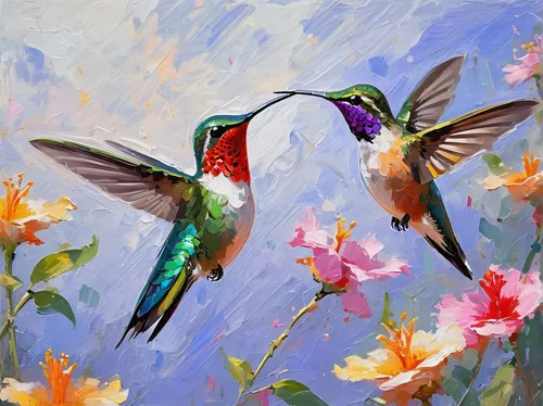 hummingbirds,humming bird pair,humming birds,hummingbird,annas hummingbird,cuba-hummingbird,bird hummingbird,humming bird,calliope hummingbird,colorful birds,ruby-throated hummingbird,bird painting,ruby throated hummingbird,allens hummingbird,rofous hummingbird,hummingbird large,bee hummingbird,tropical birds,sunbird,humming-bird,Conceptual Art,Oil color,Oil Color 10