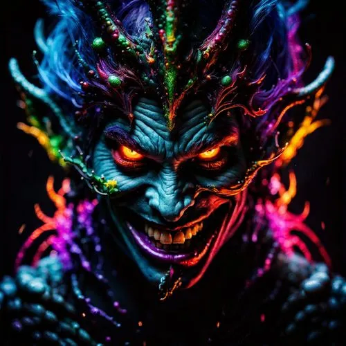 neon body painting,kefka,oni,dormammu,rakshasa,krampus,demonata,blacklight,ryuk,horror clown,akuma,scary clown,demon,demongeot,creepy clown,black light,devil,asura,tandava,trickster