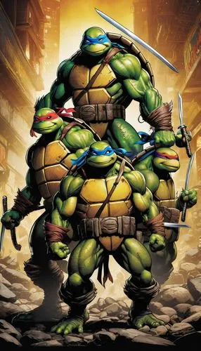 raphael,stacked turtles,tmnt,turtles,michelangelo,koopa,Illustration,Paper based,Paper Based 03