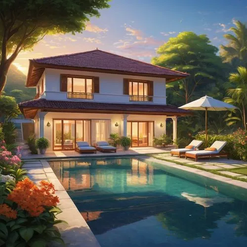 pool house,holiday villa,tropical house,dreamhouse,beautiful home,bali,home landscape,private house,luxury property,seminyak,idyllic,summer cottage,swimming pool,roof landscape,uluwatu,paradisus,3d rendering,villa,luxury home,bungalows,Conceptual Art,Fantasy,Fantasy 03