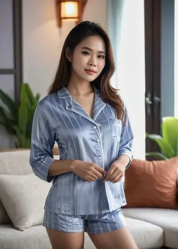 pajamas,phuquy,bia hơi,in a shirt,pjs,vietnamese,vietnam vnd,denim jumpsuit,asian girl,asian woman,gỏi cuốn,denim fabric,see-through clothing,active shirt,nước chấm,kaew chao chom,vietnamese woman,blue checkered,women's clothing,blouse,Photography,General,Natural