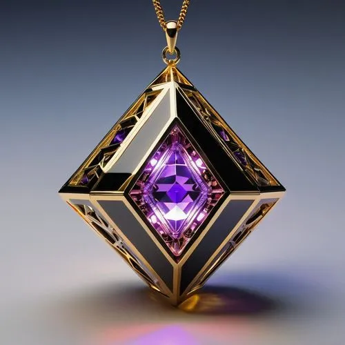 diamond pendant,pendant,octahedron,gold and purple,kunzite,holocron,Photography,Artistic Photography,Artistic Photography 09