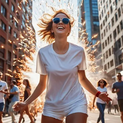 ecstatic,girl in t-shirt,endorphins,sprint woman,woman walking,sonrisa,Photography,Artistic Photography,Artistic Photography 03