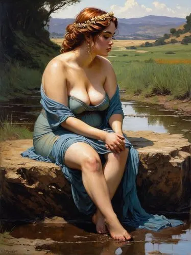 water nymph,girl on the river,godward,woman at the well,the blonde in the river,bather,nereid,dossi,perugini,acqua,giancola,bouguereau,daines,emile vernon,naiad,bougereau,follieri,bathing,galatea,amphitrite,Conceptual Art,Fantasy,Fantasy 15