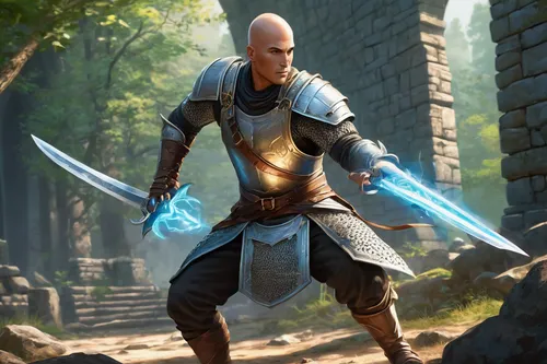 prejmer,dane axe,massively multiplayer online role-playing game,paladin,swordsman,male elf,mercenary,male character,fantasy warrior,assassin,templar,cleanup,game illustration,heroic fantasy,sward,monk,quarterstaff,the wanderer,scabbard,castleguard,Unique,Design,Logo Design