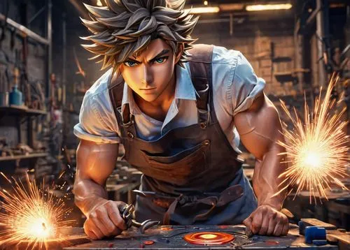 metalworker,blacksmith,machinist,blacksmiths,steelworker,forging,warehouseman,bogard,metalworking,hayner,ironworker,seamico,ryu,toolmaker,jolliet,millworker,senji,welder,autoworker,joestar,Illustration,Realistic Fantasy,Realistic Fantasy 39