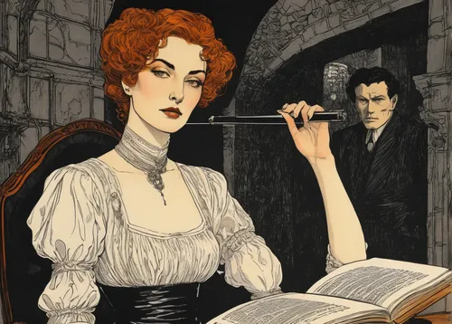 bram stoker,book illustration,vintage illustration,women's novels,gothic portrait,sci fiction illustration,robert harbeck,clue and white,elizabeth nesbit,maureen o'hara - female,vampire woman,mystery book cover,david bates,sherlock holmes,hand-drawn illustration,mrs white,game illustration,book cover,vampire lady,jane austen,Illustration,Black and White,Black and White 28