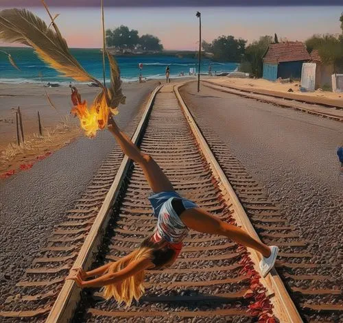 chicken run,roasted pigeon,fire birds,feathered race,angry birds,chicken barbecue,animal train,railroad crossing,railway crossing,crash,chicken yard,railway track,railroad,fast bird,digital compositin