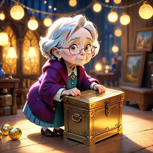 librarian,treasure chest,geppetto,fairy tale character,cg artwork,game illustration,music box,fairy tale icons,music chest,treasure hunt,clockmaker,granny,watchmaker,kids illustration,cute cartoon character,elsa,magic book,potter,candlemaker,grandma,Anime,Anime,Cartoon