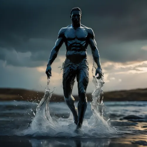 aquaman,dr. manhattan,poseidon,the man in the water,god of the sea,sea man,man at the sea,digital compositing,merman,sea god,silver surfer,muscle man,body building,3d man,swimmer,bodybuilding,statue o