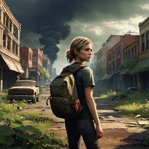 tlou,annabeth,beth,ellie,post apocalyptic,postapocalyptic,post-apocalyptic landscape,peletier,carol,girl walking away,liesel,kirkman,hawthorne,holtzman,elizabethtown,clem,apocalyptic,tris,homefront,lost in war,Illustration,Abstract Fantasy,Abstract Fantasy 14