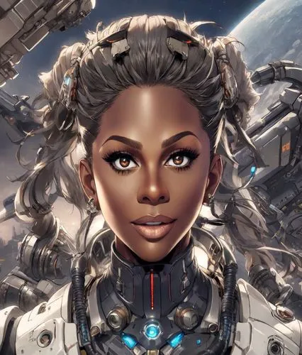 afrofuturism,binti,symetra,uhura,anakara,sci fiction illustration,cyborg,zavtra,toccara,teairra,shuri,monifa,letoya,cylon,shepard,meka,abiola,melora,honorverse,ororo,Digital Art,Anime