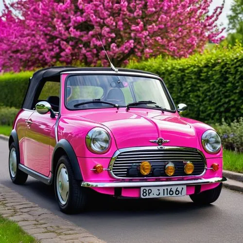 mini cooper,pink car,minicooper,mini,little car,small car,minicar,figaro,minicars,flower car,trabant,minirose,cabrio,daisetta,miniature car,autobianchi,herby,microcar,copen,minimo,Photography,General,Realistic