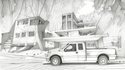 4237 golondrina Pl Project,white fire truck,mail truck,overland,motorhome,sketchup,mobile home,Design Sketch,Design Sketch,Pencil Line Art