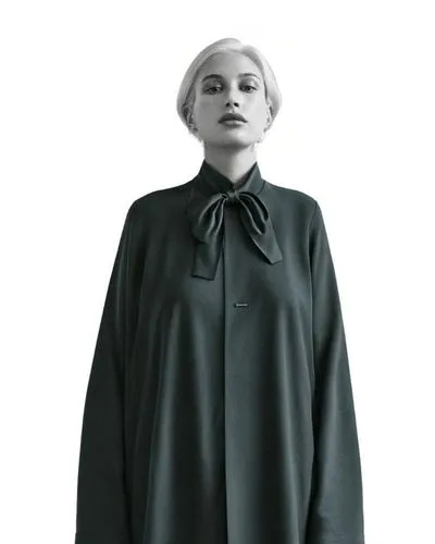 abaya,dress walk black,overcoat,cloak,black coat,caped,vampira,woman in menswear,menswear for women,overskirt,asymmetric cut,nun,coat,imperial coat,gray-green,garment,tilda,one-piece garment,trench coat,outerwear,Female,Northern Europeans,Bow-shaped Hair,Elderly,M,Trusting,Women's Wear,Pure Color,White