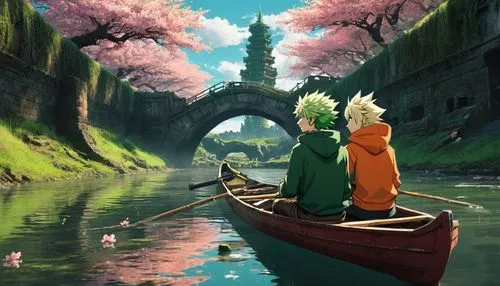 fantasy picture,sakura background,japanese sakura background,Deku,Bakugou,anime,Conceptual Art,Fantasy,Fantasy 14