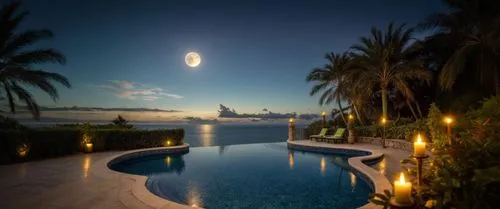 dreamhouse,tropical house,infinity swimming pool,moonlit night,mustique,luxury property