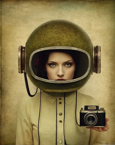 telephone operator,diving helmet,diving bell,vintage woman,vintage girl,stereophonic sound,switchboard operator,audio player,respirator,atomic age,streampunk,vintage camera,vintage women,astronaut helmet,two-way radio,signal head,portrait photographers,photo manipulation,vintage background,image manipulation,Illustration,Realistic Fantasy,Realistic Fantasy 35