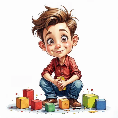 kids illustration,cute cartoon image,toy blocks,cubes games,magic cube,rubiks