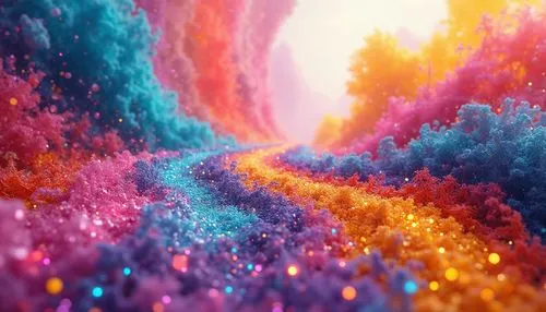 glitter trail,color fields,3d fantasy,cinema 4d,3d background,crystalize,virtual landscape,candyland,dreamscape,pathway,gradient effect,road,asphalt road,crayon background,fairy galaxy,colorful background,blender,fallen colorful,passage,kaleidoscape,Photography,General,Realistic