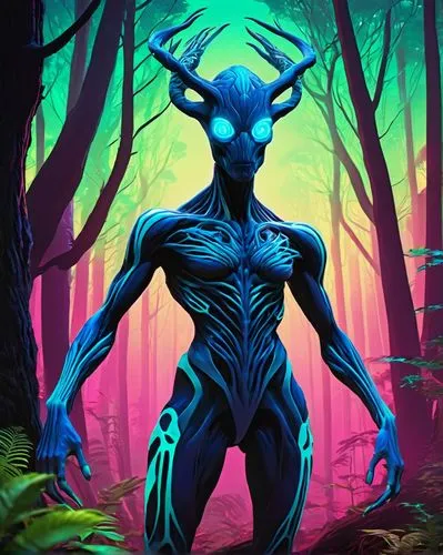 cernunnos,wendigo,oryxes,helminth,neon body painting,glowing antlers,nyarlathotep,the zodiac sign taurus,horoscope taurus,angantyr,telos,monoceros,alien warrior,zillur,wildstar,windigo,oryx,faun,shadowboxer,aberration,Illustration,Abstract Fantasy,Abstract Fantasy 10