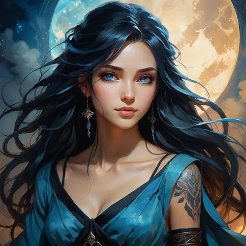 selene,fantasy portrait,blue moon rose,fantasy art,blue enchantress,blue moon,fantasy picture,morgana,moon phase,moondragon,fantasy woman,moonchild,sorceress,zodiac sign libra,kahlan,luna,moonlit,mystical portrait of a girl,margaery,seregil,Illustration,Realistic Fantasy,Realistic Fantasy 16