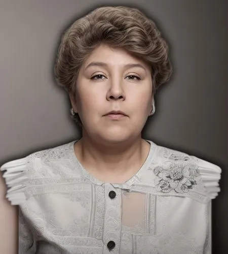 a woman with a white blouse in front of a black background,matviyenko,tereshkova,matvienko,lyudmila,ibragimova,chukovskaya,Common,Common,Natural