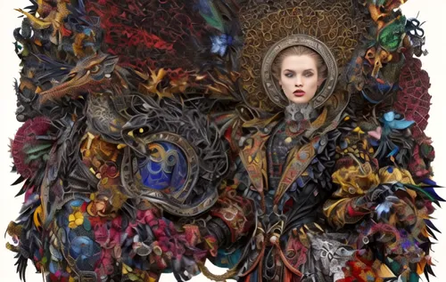 amano,the enchantress,imperial coat,queen cage,fantasy art,gothic portrait,swath,elizabeth i,fantasy portrait,costume design,fractalius,vestment,the collector,the order of the fields,the throne,sci fi