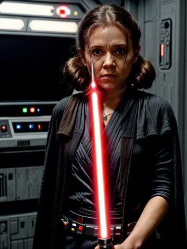 The red lightsaber from the Star Wars trilogy, in the hands of Carrie Fischer,sithara,organa,ani,leia,jedi,rey,sith,chewy,darth,padme,darthard,ocasio,amidala,lightsaber,reynato,palps,cg,dalada,kangna,