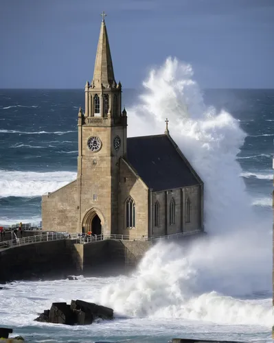 saint andrews,bretagne,storm surge,sea storm,risen church,aberdeenshire,saint pierre,saint joseph,orkney island,tynemouth,stormy sea,big waves,cornwall,twelve apostles,coastal protection,st andrews,the twelve apostles,sunken church,muizenberg,churning,Conceptual Art,Sci-Fi,Sci-Fi 20