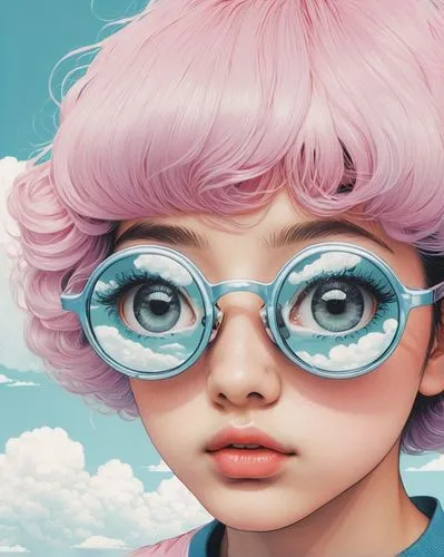 pink glasses,pink round frames,kids illustration,myopia,spectacles,illustrator,children's eyes,kids glasses,world digital painting,eye glass accessory,eyewear,digital painting,color glasses,spectacle,sci fiction illustration,eye glasses,reading glasses,lenses,children's background,eglantine,Illustration,Japanese style,Japanese Style 08