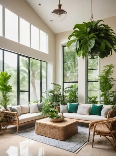 sunroom,philodendron,plantation shutters,house plants,tropical greens,houseplants,philodendrons,contemporary decor,houseplant,tropical house,fan palm,modern decor,living room,modern living room,home interior,family room,royal palms,green living,conservatories,sitting room,Illustration,Japanese style,Japanese Style 05