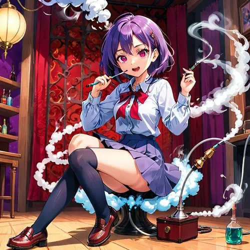 smoking girl,nozomi,takane,sachiko,smoker,murasaki,miriya,smoke dancer,smoke background,touhou,wiz,pipe smoking,smoking cigar,smoking,coffeeshop,cigarette girl,smoke,vape,darjeeling,red smoke,Anime,Anime,Traditional