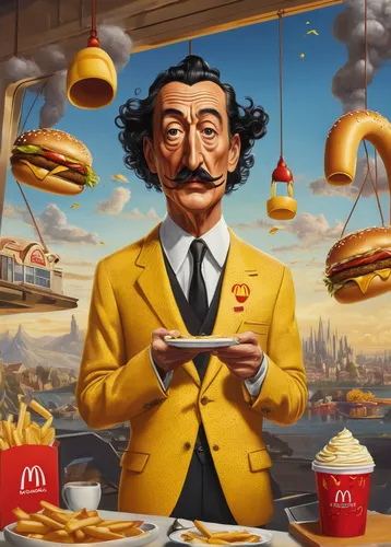 mcdonald,mcdonald's,mcdonalds,el salvador dali,fastfood,big mac,ronald,food icons,fast food restaurant,luther burger,dali,burguer,fast-food,kids' meal,burger,mac,fast food junky,walt,burger king premium burgers,fast food,Art,Artistic Painting,Artistic Painting 20