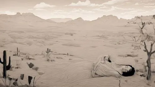 Simple line draw of a woman lying on the desert flor breasting a baby black and white vector art, trace, router desing,dead vlei,capture desert,desertification,desert landscape,desert,arid landscape,d