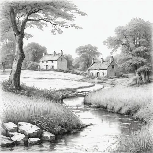 watermill,water mill,watermills,brook landscape,innisfallen,old mill,Illustration,Black and White,Black and White 26