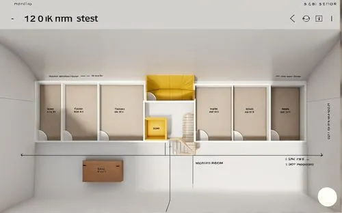 yellow color iş stairs and elevator. other areas are offices. White blocks inside rooms are area text. delete all texts. write inside rooms 1, 2, 3, 4, 5, 6 from left to right jump over stairs area,ha