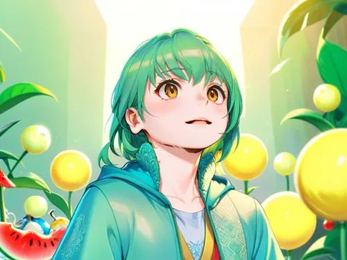 pinya,ranka,green tomatoe,green tangerine,nel,watermelon background,green apple,lemon background,puka,hatsune,bellpepper,vocaloid,kanon,citrus,kuroko,jiuta,chryste,suzuya,yotsuba,gumi,Anime,Anime,General