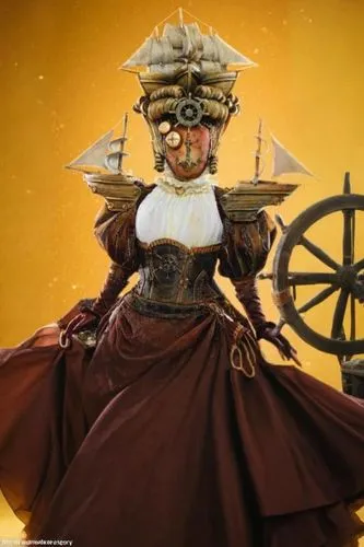 steampunk,steampunk gears,rasputina,the carnival of venice,figurehead,the sea maid,voodoo woman,venetian mask,gitana,kathakali,girl with a wheel,ancient costume,dollmaker,la catrina,masquerade,celtic queen,fantasy woman,pertiwi,barranger,obatala