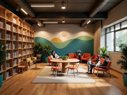 creative office,reading room,study room,aqua studio,collaboratory,working space,children's interior,bookbuilding,meeting room,modern office,coworking,book wall,ideacentre,hostels,workspaces,serviced office,bookstore,resourcehouse,loft,innisfree