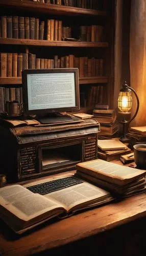 Old, worn, leather-bound computer architecture book, open on wooden desk, surrounded by scattered papers, pens, and empty coffee cups, warm lighting from a nearby lamp, subtle shadows, detailed textur