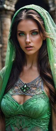 celtic woman,celtic queen,elven,fantasy woman,the enchantress,sorceress,fae,female warrior,dryad,faery,warrior woman,arabian,faerie,elves,anahata,green dress,breastplate,green mermaid scale,wood elf,heroic fantasy,Conceptual Art,Sci-Fi,Sci-Fi 12