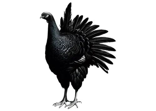 Free turkey, clipart style, black and white, solo, standing, proud posture, detailed feathers, plump chest, strong legs, festive atmosphere, soft shading, simple background, 3/4 composition, high cont