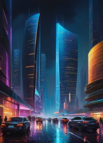 cybercity,futuristic landscape,cityscape,cybertown,guangzhou,cyberport,city at night,skyscrapers,metropolis,fantasy city,city scape,cityzen,shanghai,urbanworld,urban towers,business district,cities,futuristic architecture,colorful city,city cities,Conceptual Art,Oil color,Oil Color 06