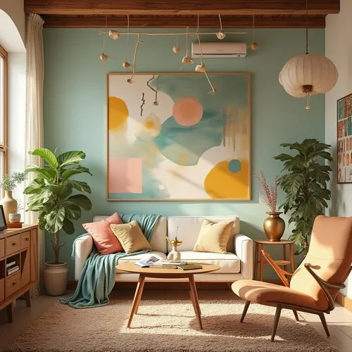 living room,livingroom,sitting room,modern decor,fromental,interior design,interior decor,apartment lounge,contemporary decor,interior decoration,home interior,mid century modern,danish furniture,an apartment,mahdavi,pastel colors,cassina,interiors,color turquoise,shared apartment,Photography,General,Realistic